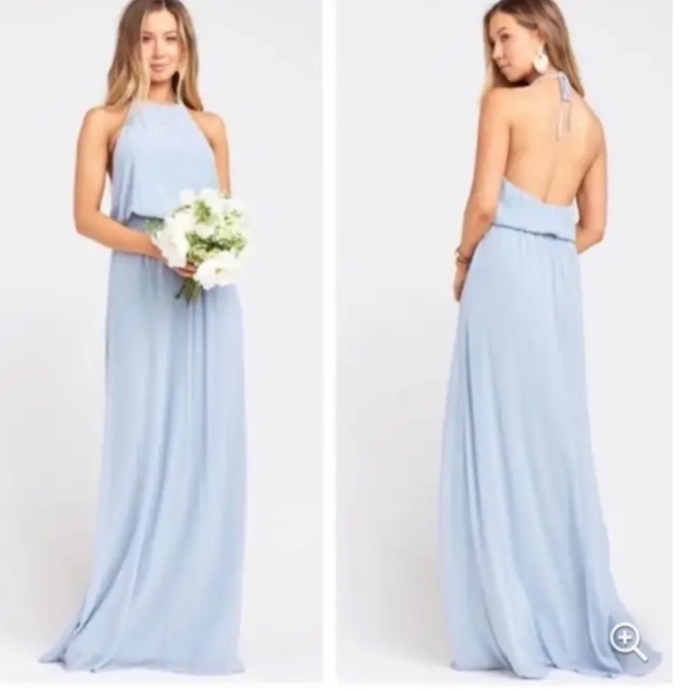 NWT Show Me Your MuMu Heather Halter Chiffon Maxi Dress With Front Slit